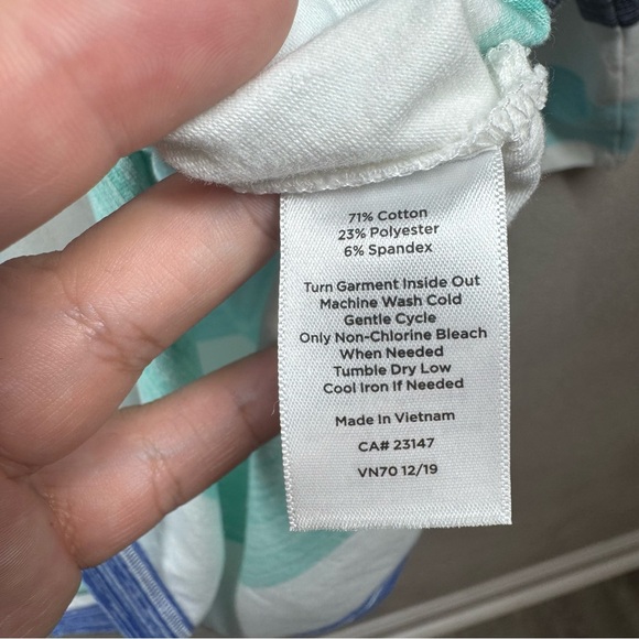 T by Talbots Large Brush Stripe Tassel Split Neck Pullover 3/4 Sleeves Beach - Picture 8 of 11